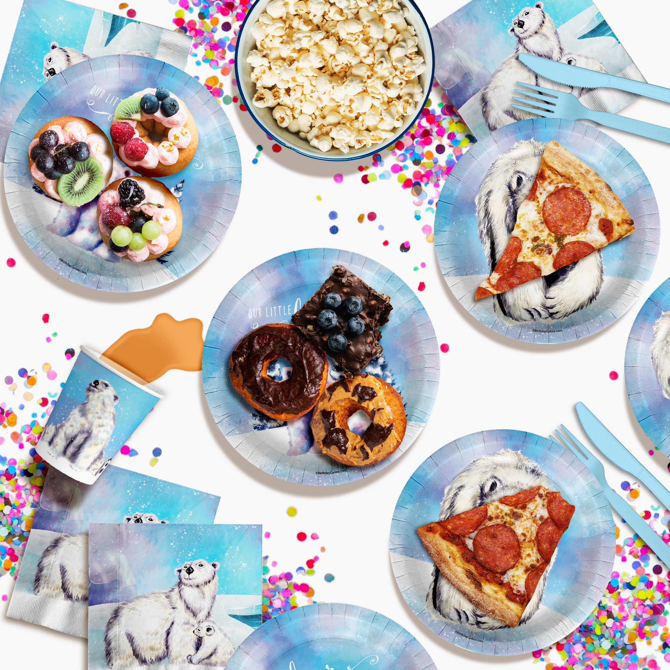 Our Little Polar Bear Is Turning One 1st Birthday Party Tableware Kit For 16 Guests 64 Piece