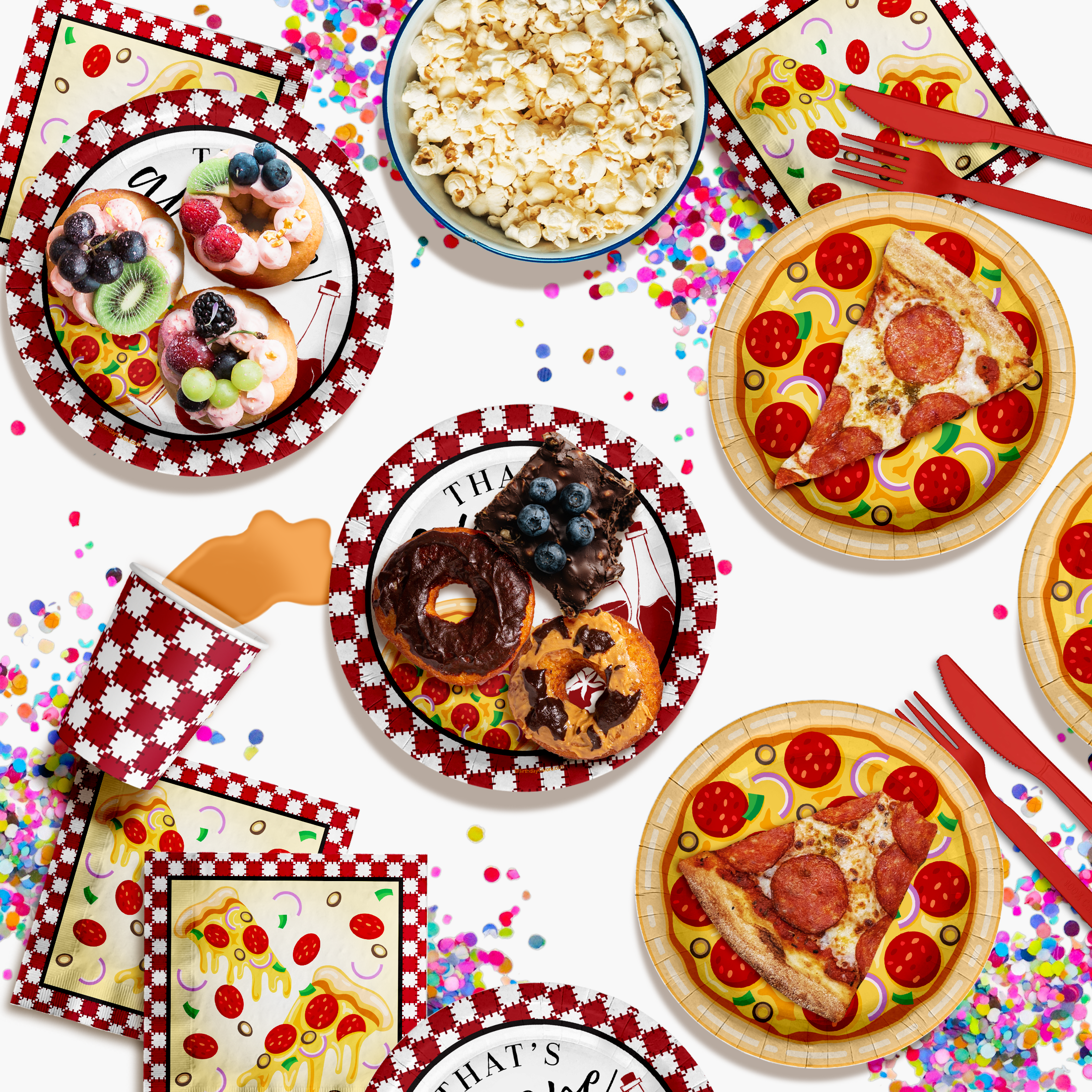 That's Amore Bridal Shower Party Supplies 64 Piece Tableware Set Includes Large 9" Paper Plates Dessert Plates, Cups and Napkins Kit for 16