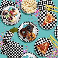 Five is a Vibe Smiley Face 5th Birthday Party Supplies 64 Piece Tableware Set Includes Large 9" Dinner Plate and Small Dessert Plates Cups and Napkins Tableware Kit for 16