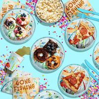 O-fish-ally Five Little Fisherman's 5th Birthday Party Tableware Kit For 16 Guests 64 Piece