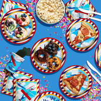 Up Up and Away Airplane Baby Shower Party Supplies 64 Piece Tableware Set Includes Large 9" Paper Plates Dessert Plates, Cups and Napkins Kit for 16
