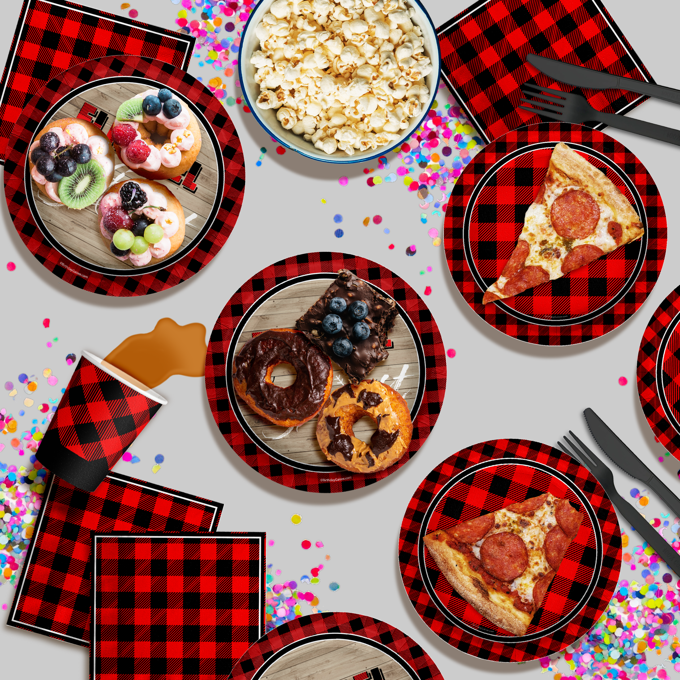 Flannel and Frost Buffalo Plaid Tableware Kit For 16 Guests 64 Piece