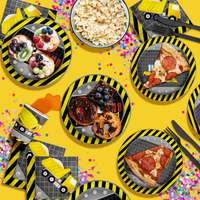 I'm Four and Digging It Construction 4th Birthday Party Tableware Kit For 16 Guests 64 Piece