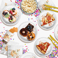 Little Pumpkin Turning One 1st Birthday Party Supplies 64 Piece Tableware Set Includes Large 9" Paper Plates Dessert Plates, Cups and Napkins Kit for 16