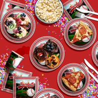 Rookie Year Baseball 1st Birthday Party Supplies 64 Piece Tableware Set Includes Large 9" Paper Plates Dessert Plates, Cups and Napkins Kit for 16