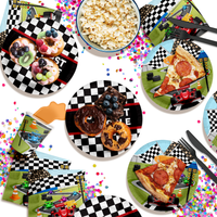 Two Fast Too Handle Race Car 2nd Birthday Party Tableware Kit For 16 Guests 64 Piece