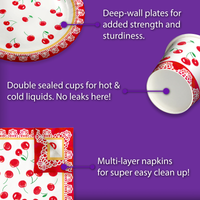 Sweet One Cherry 1st Birthday Party Tableware Kit For 16 Guests 64 Piece