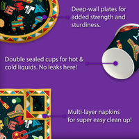 Final Fiesta Party Tableware Kit For 16 Guests 64 Piece