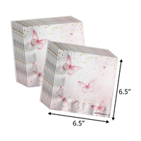 Butterfly Girl's 1st Birthday Party Supplies 64 Piece Tableware Set Includes Large 9" Paper Plates Dessert Plates, Cups and Napkins Kit for 16