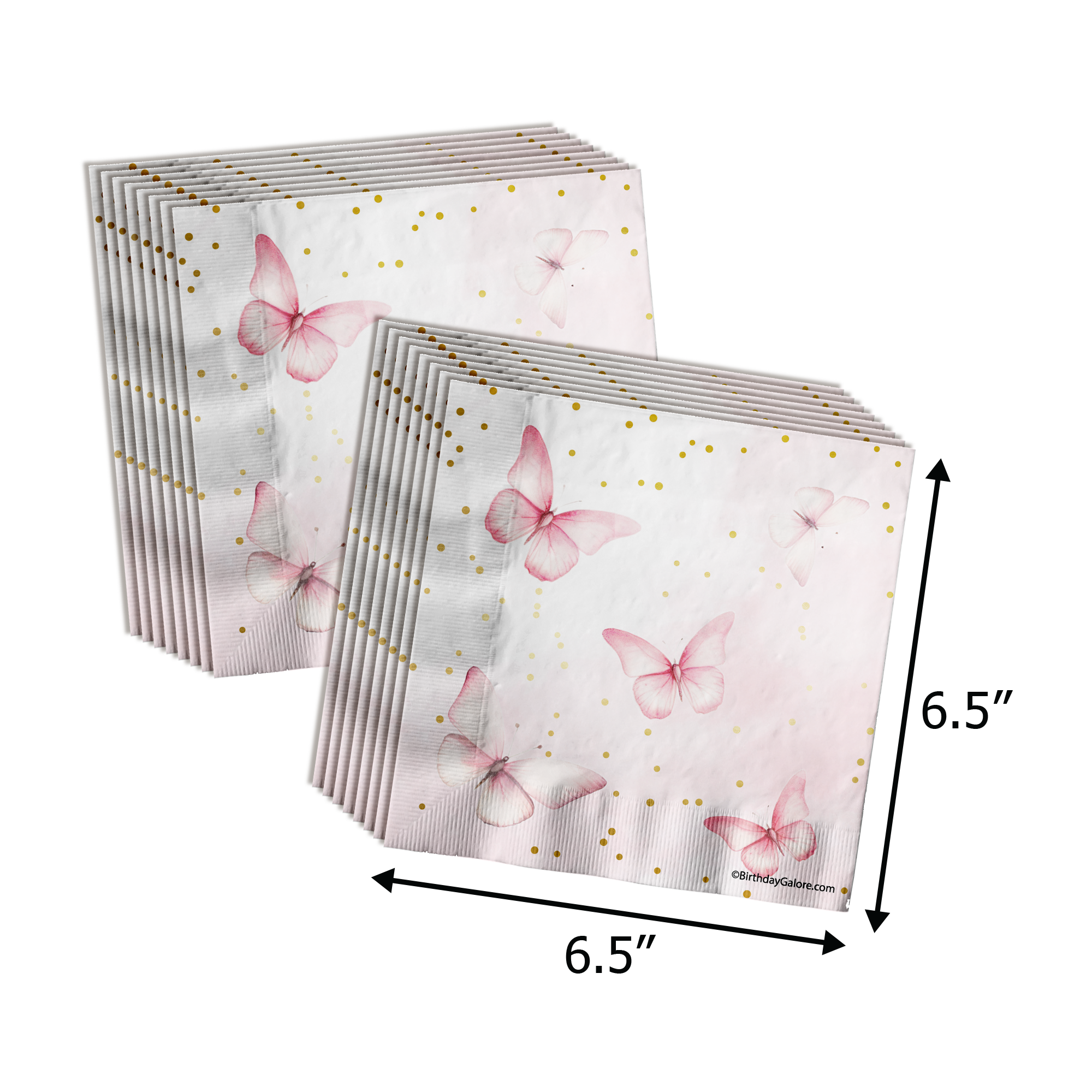 Butterfly Girl's 1st Birthday Party Supplies 64 Piece Tableware Set Includes Large 9" Paper Plates Dessert Plates, Cups and Napkins Kit for 16