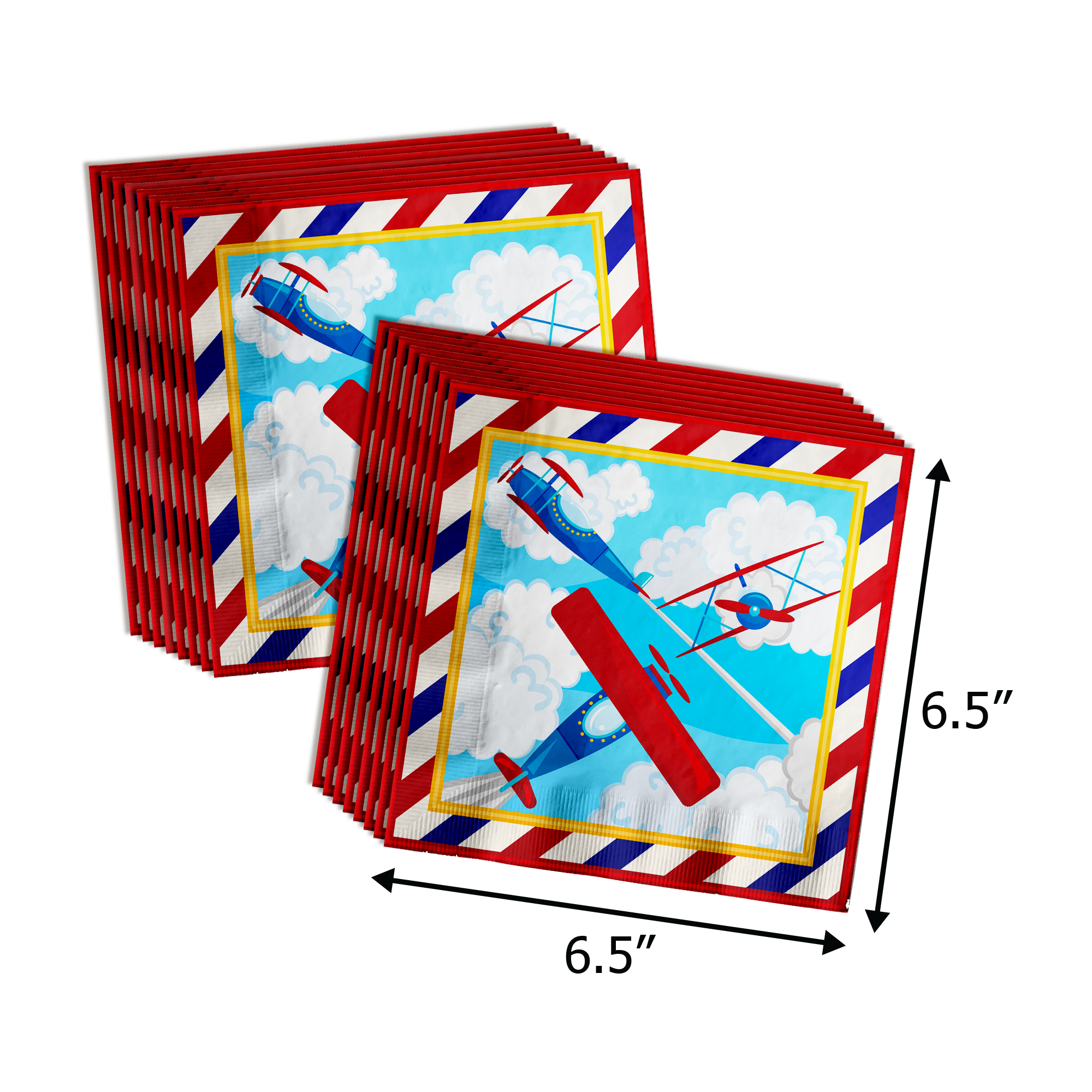 Up Up and Away Airplane Baby Shower Party Supplies 64 Piece Tableware Set Includes Large 9" Paper Plates Dessert Plates, Cups and Napkins Kit for 16