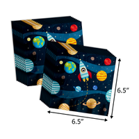 Two Infinity Astronaut 2nd Birthday Party Tableware Kit For 16 Guests 64 Piece