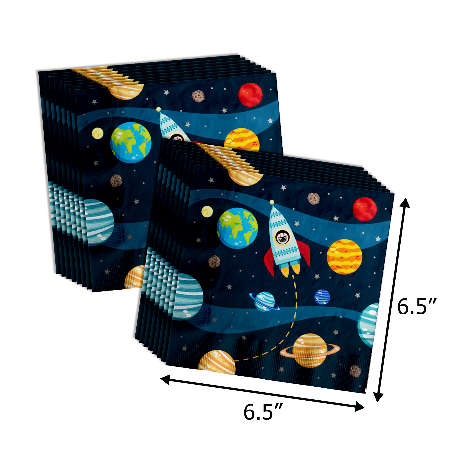 Two Infinity Astronaut 2nd Birthday Party Tableware Kit For 16 Guests 64 Piece