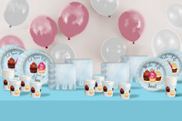 Have Your Cake and Eat it Two Cupcake 2nd Birthay Party Supplies 64 Piece Tableware Set Includes Large 9" Paper Plates Dessert Plates, Cups and Napkins Kit for 16