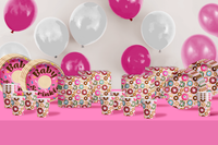 Donut Baby Sprinkles Baby Shower Party Supplies 64 Piece Tableware Set Includes Large 9" Paper Plates Dessert Plates, Cups and Napkins Kit for 16