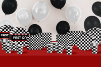 Fast One Checkered Flag Racing 1st Birthday Party Supplies 64 Piece Tableware Set Includes Large 9" Paper Plates Dessert Plates, Cups and Napkins Kit for 16