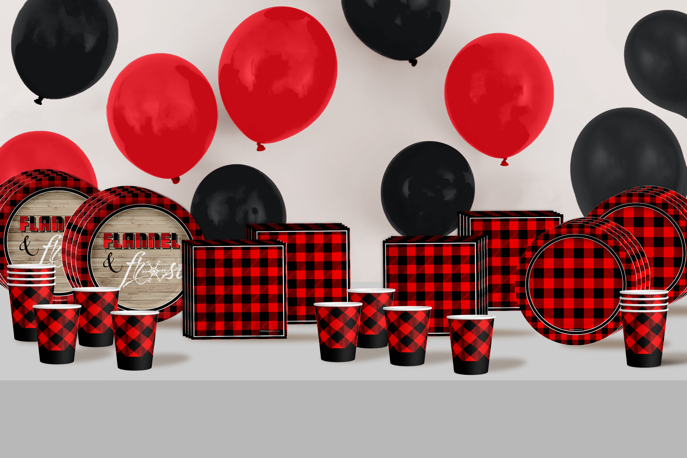 Flannel and Frost Buffalo Plaid Tableware Kit For 16 Guests 64 Piece