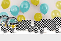 Vibin Thrivin' and Three Smiley Face 3rd Birthday Party Supplies 64 Piece Tableware Set Includes Large 9" Dinner Plate and Small Dessert Plates Cups and Napkins Tableware Kit for 16