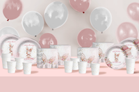 Some Bunny is Turning One 1st Birthday Party Supplies 64 Piece Tableware Set Includes Large 9" Paper Plates Dessert Plates, Cups and Napkins Kit for 16