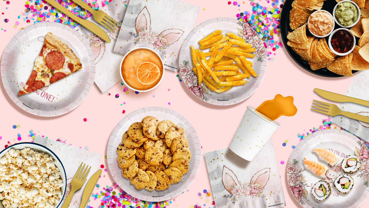 Some Bunny is Turning One 1st Birthday Party Supplies 64 Piece Tableware Set Includes Large 9" Paper Plates Dessert Plates, Cups and Napkins Kit for 16