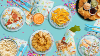 Ofishally 1 Fishing 1st Birthday Party Supplies 64 Piece Tableware Set Includes Large 9" Paper Plates Dessert Plates, Cups and Napkins Kit for 16