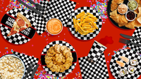 Welcome Race Fans Checkered Flag Birthday Party Tableware Kit For 16 Guests 64 Piece