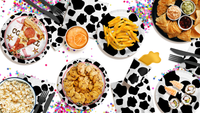 Little Cowgirl on the Way Cow Print Baby Shower Party Tableware Kit For 16 Guests 64 Piece