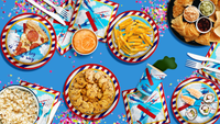 Up Up and Away Airplane Baby Shower Party Supplies 64 Piece Tableware Set Includes Large 9" Paper Plates Dessert Plates, Cups and Napkins Kit for 16