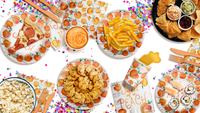One Sweet Peach 1st Birthday Party Supplies 64 Piece Tableware Set Includes Large 9" Paper Plates Dessert Plates, Cups and Napkins Kit for 16