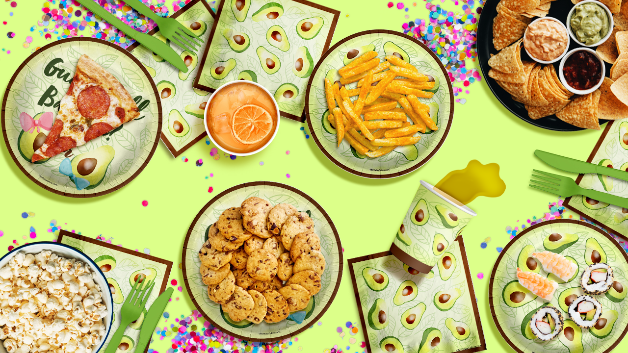 Guac Will Baby Be? Gender Reveal Party Tableware Kit For 16 Guests 64 Piece