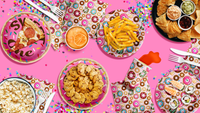 Girls 1st Birthday Party Supplies - Sweet One Donut Birthday Paper Plates - 64 Piece Tableware Set Includes Large 9" Paper Plates Dessert Plates, Cups and Napkins Kit for 16