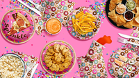 Donut Baby Sprinkles Baby Shower Party Supplies 64 Piece Tableware Set Includes Large 9" Paper Plates Dessert Plates, Cups and Napkins Kit for 16