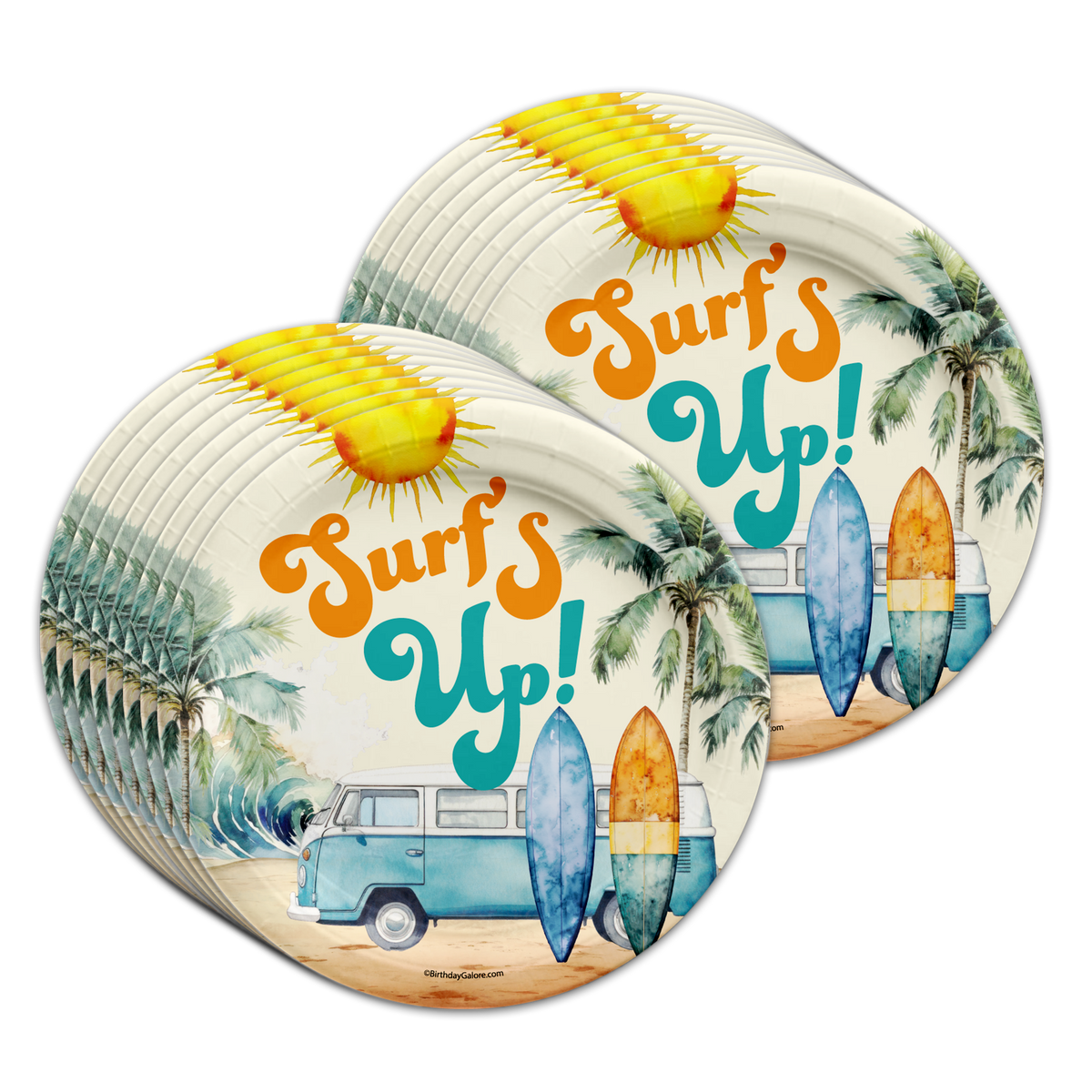 Surf's Up Birthday Party Tableware Kit For 16 Guests
