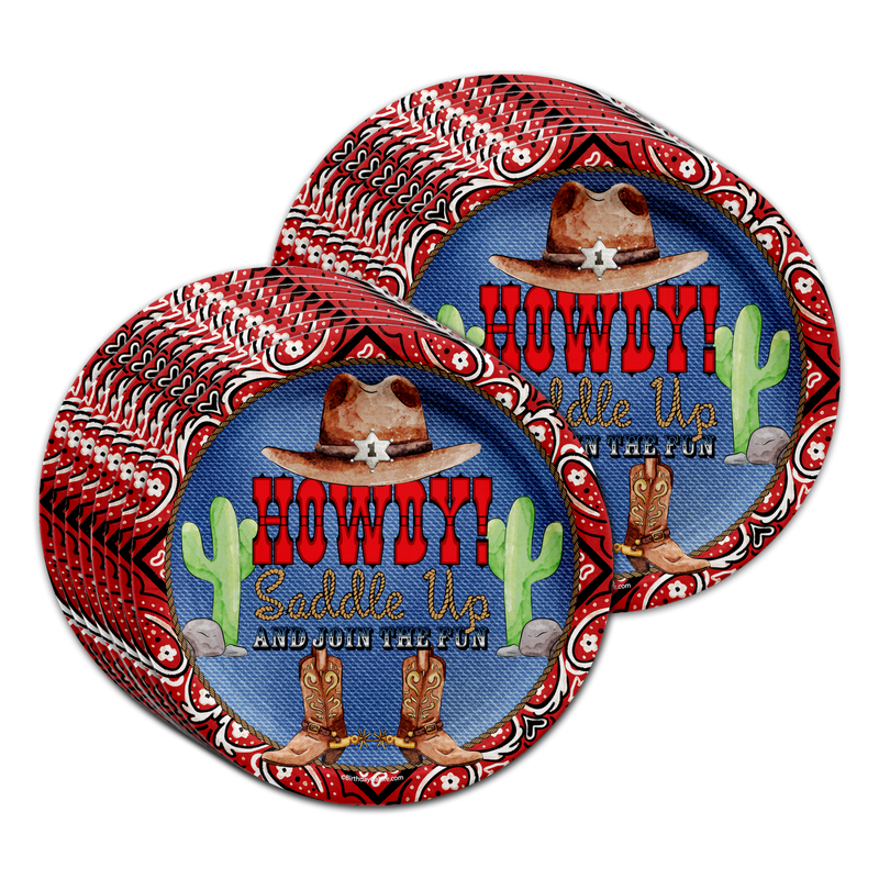 Cowboy Birthday Party Tableware Kit For 16 Guests