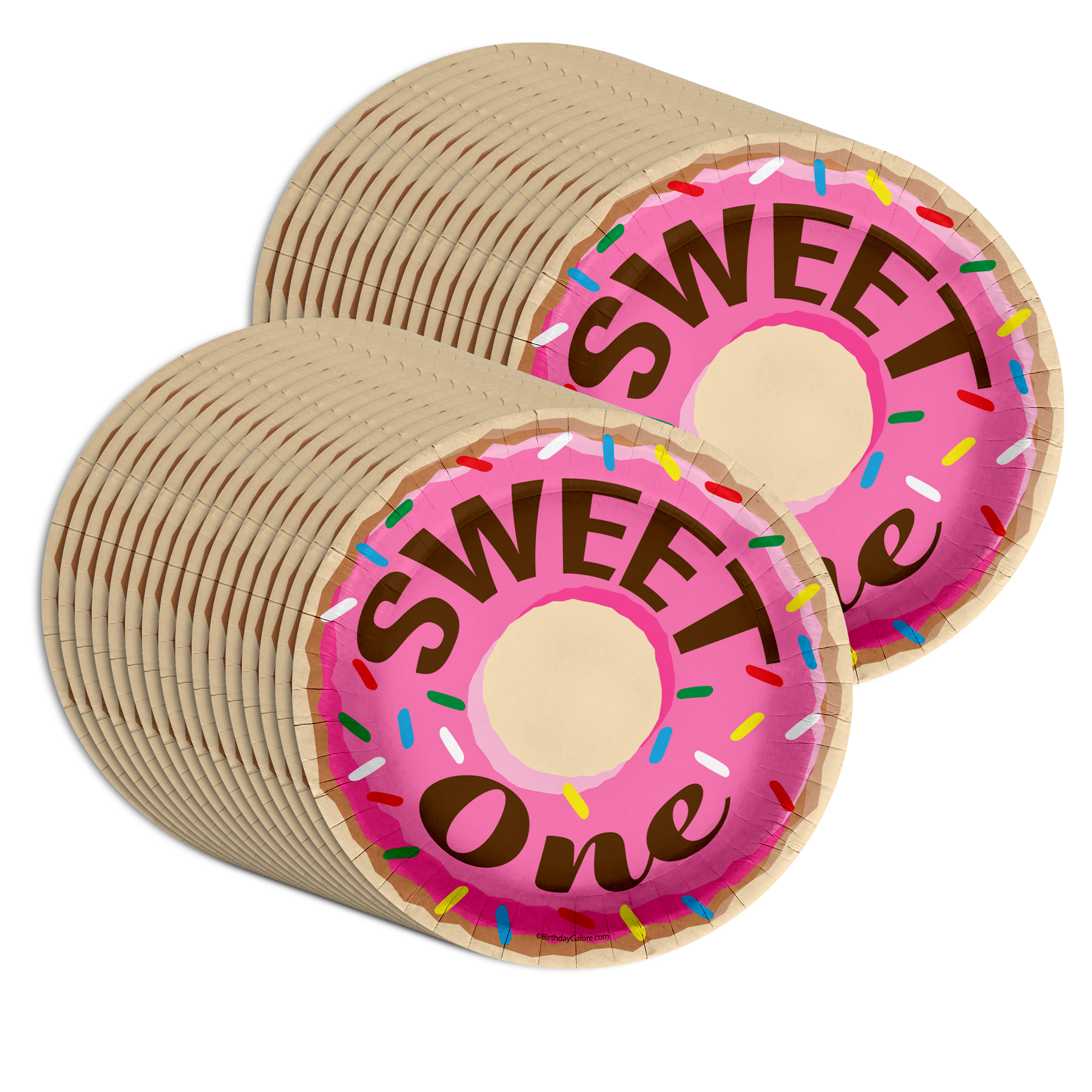 Girls 1st Birthday Party Supplies - Sweet One Donut Birthday Paper Plates - Large 9" Paper Plates in Bulk 32 Piece