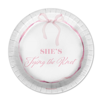 She's Tying The Knot Pink Bows Bridal Shower Party Supplies 64 Piece Tableware Set Includes Large 9" Paper Plates Dessert Plates, Cups and Napkins Kit for 16