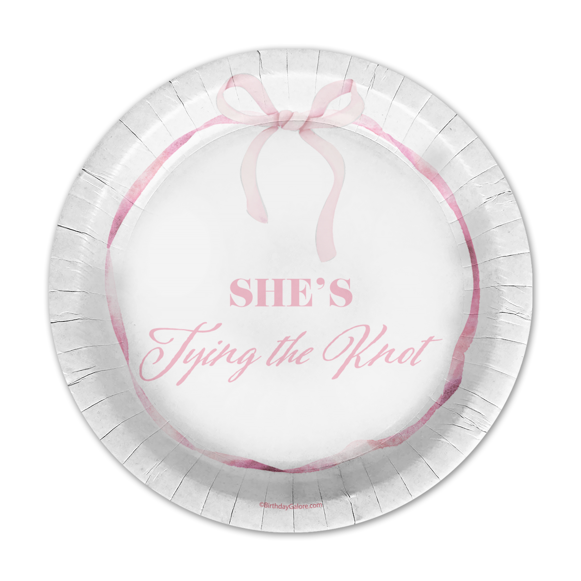 She's Tying The Knot Pink Bows Bridal Shower Party Supplies 64 Piece Tableware Set Includes Large 9" Paper Plates Dessert Plates, Cups and Napkins Kit for 16