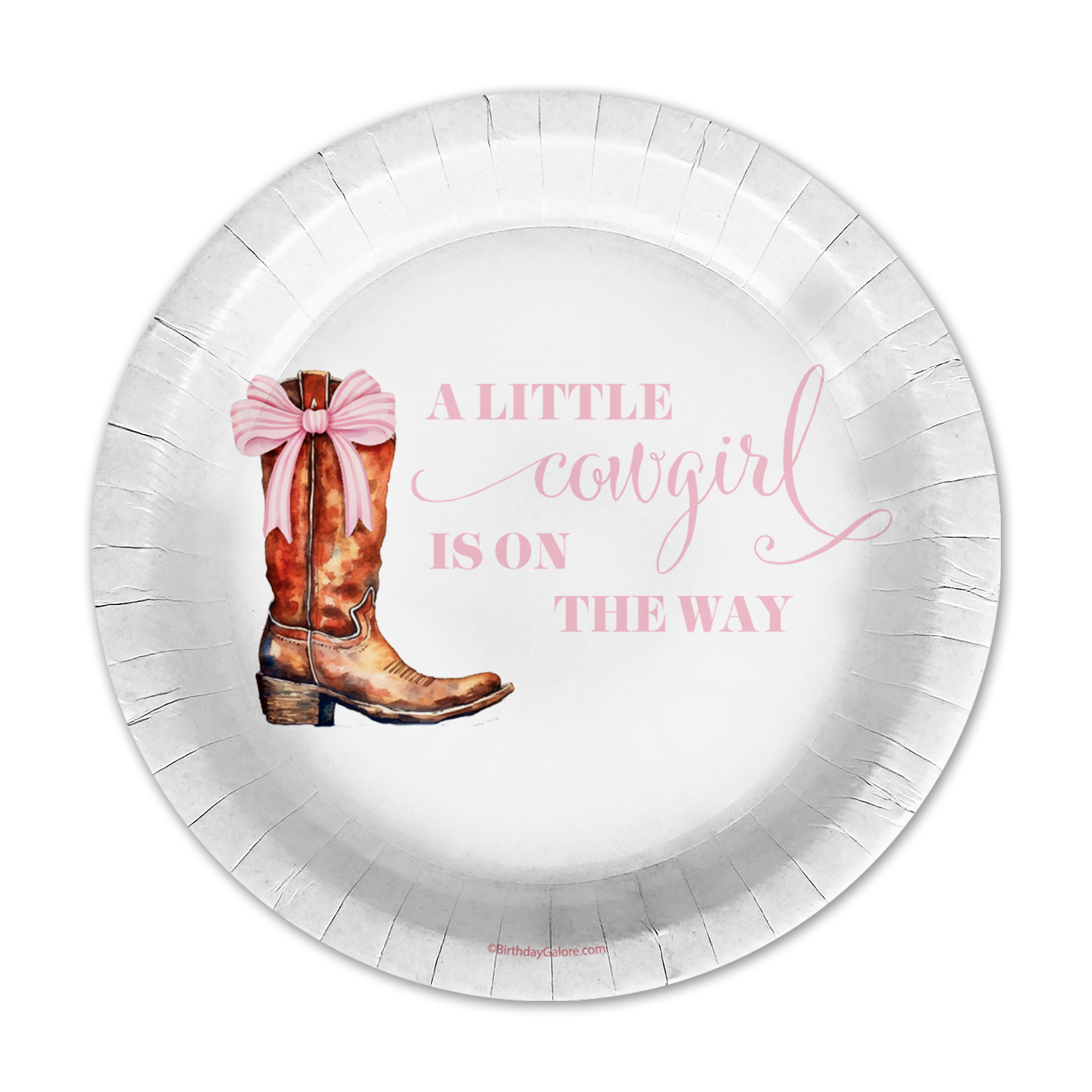 A Little Cowgirl On The Way Pink Bows Baby Shower Party Supplies 64 Piece Tableware Set Includes Large 9" Paper Plates Dessert Plates, Cups and Napkins Kit for 16