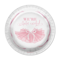 We're Tutu Excited Pink Bows Baby Shower Party Supplies 64 Piece Tableware Set Includes Large 9" Paper Plates Dessert Plates, Cups and Napkins Kit for 16