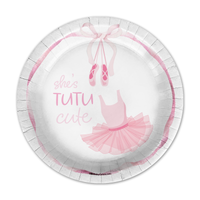 She's Tutu Cute Pink Bows 2nd Birthday Party Tableware Kit For 16 Guests 64 Piece