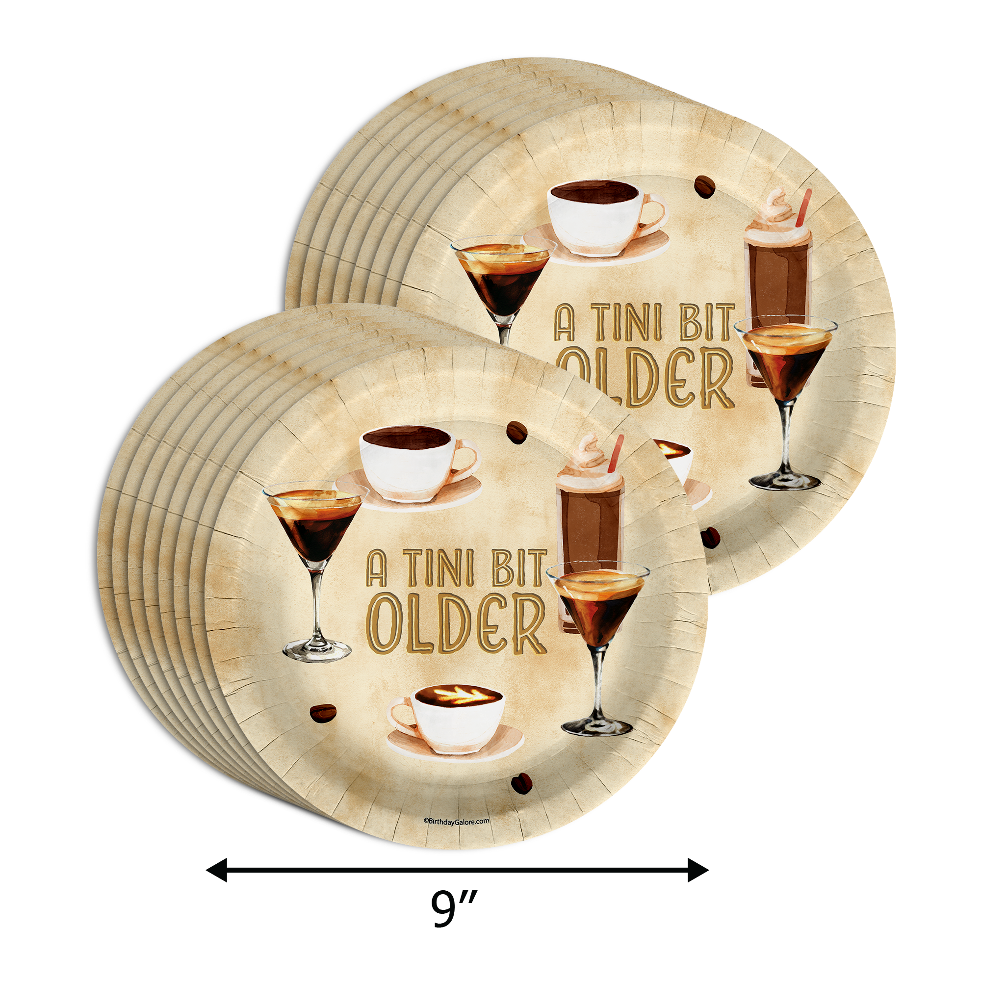 Tini Bit Older Coffee 21st Birthday Party Tableware Kit For 16 Guests 64 Piece