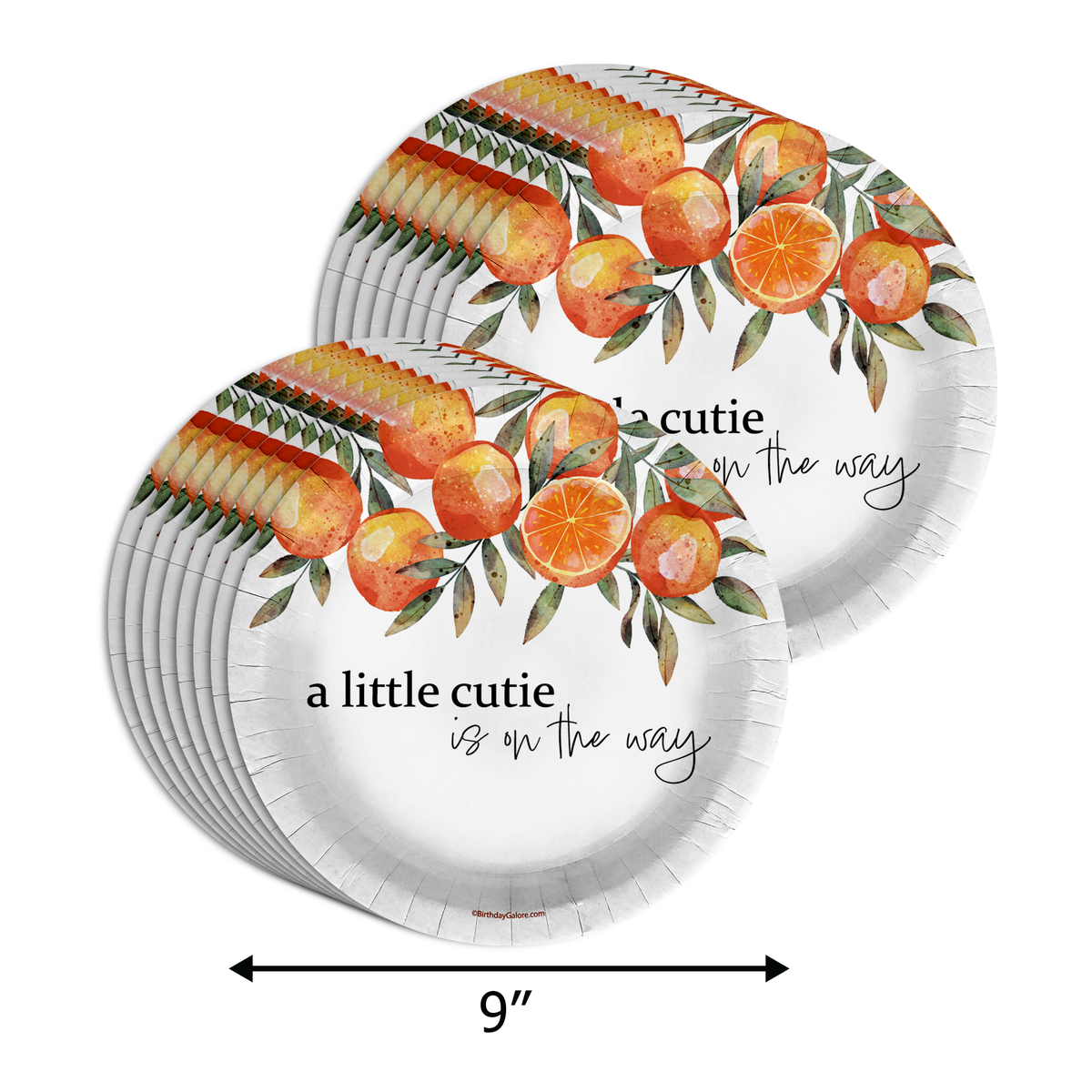 Our Little Cutie Is on The Way Baby Shower Party Supplies 64 Piece Tableware Set Includes Large 9" Paper Plates Dessert Plates, Cups and Napkins Kit for 16
