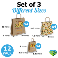 Sunflower Kraft Gift Bags Mixed Size Set