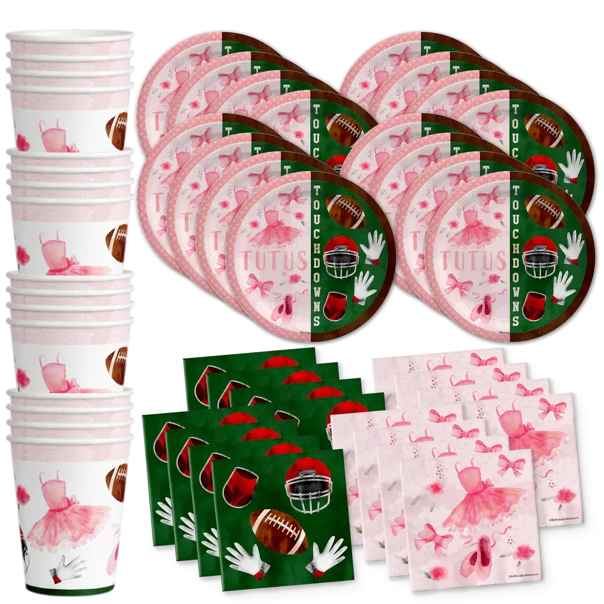 Tutus or Touchdowns Gender Reveal Party Tableware Kit
