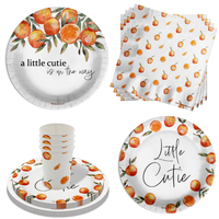 Our Little Cutie Is on The Way Baby Shower Party Supplies 64 Piece Tableware Set Includes Large 9" Paper Plates Dessert Plates, Cups and Napkins Kit for 16