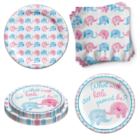 What Will the Little Peanut Be? Gender Reveal Tableware Kit For 24 Guests