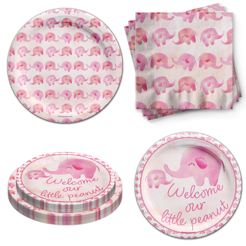 Our Little Peanut Girl Baby Shower Tableware Kit For 24 Guests