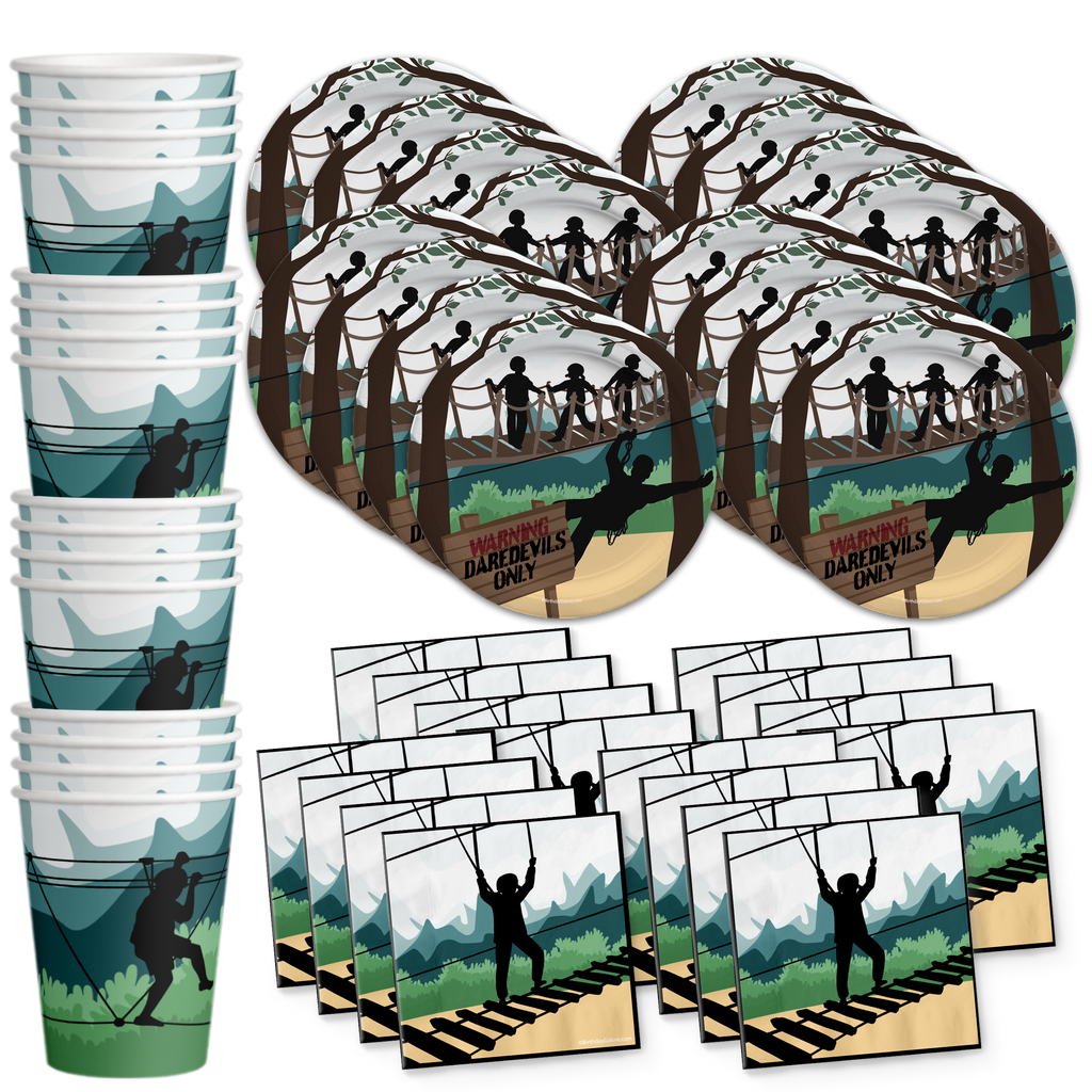 Zip Line Ropes Course Birthday Party Tableware Kit-16 Guests