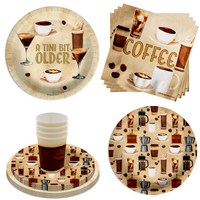 Tini Bit Older Coffee 21st Birthday Party Tableware Kit For 16 Guests 64 Piece