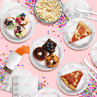 She's Tying The Knot Pink Bows Bridal Shower Party Supplies 64 Piece Tableware Set Includes Large 9" Paper Plates Dessert Plates, Cups and Napkins Kit for 16